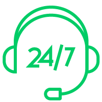 Icon representing 24/7 help desk and remote IT support services