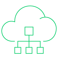 Icon showing cloud and SaaS application management services