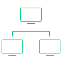Icon depicting infrastructure and device management for company IT systems