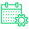 Icon showing IT asset life cycle management and optimization